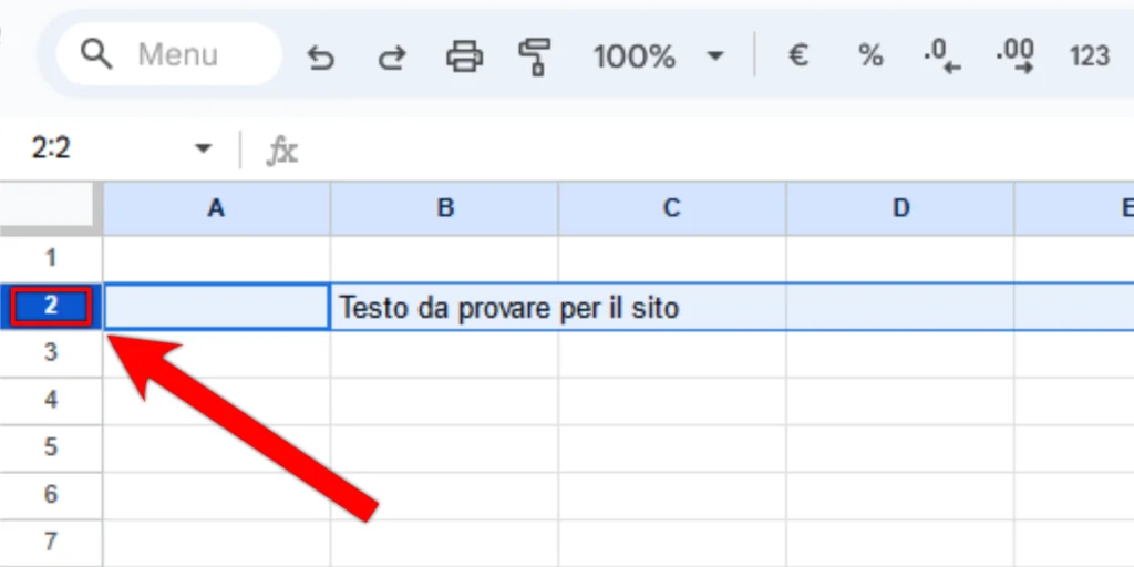 Adattare automaticamente la dimensione di righe e colonne in Google Fogli Riga 2