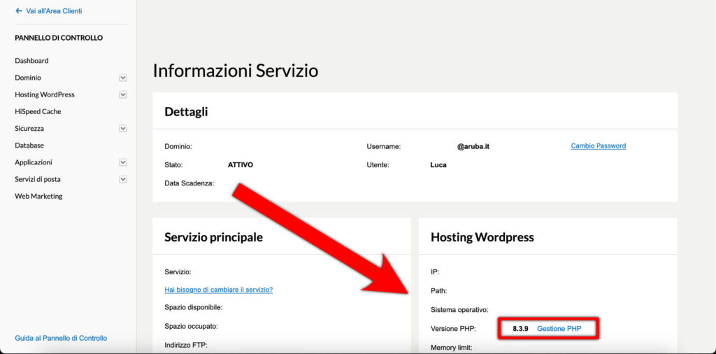 Aruba-hosting-Pannello-di-controllo-dashboard-informazioni-servizio